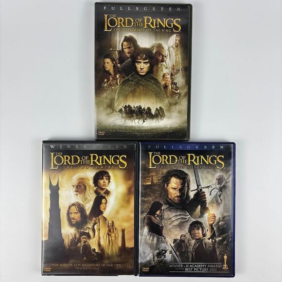 The Lord of the Rings Trilogy DVD Lot | FOTR Fullscreen, TTT Wide, ROTK Full - Picture 1 of 7